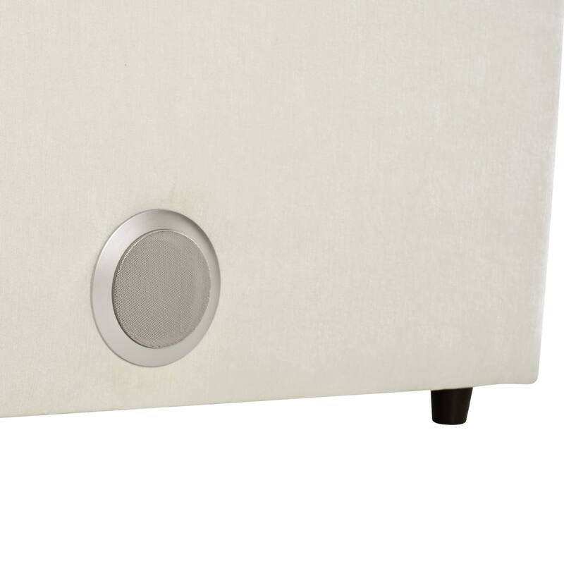 Modular Sofa with Charging Ports & Bluetooth Speaker, 4 Seat Straight Row Sectional Sofa Convertible L-Shaped Sleeper Couch