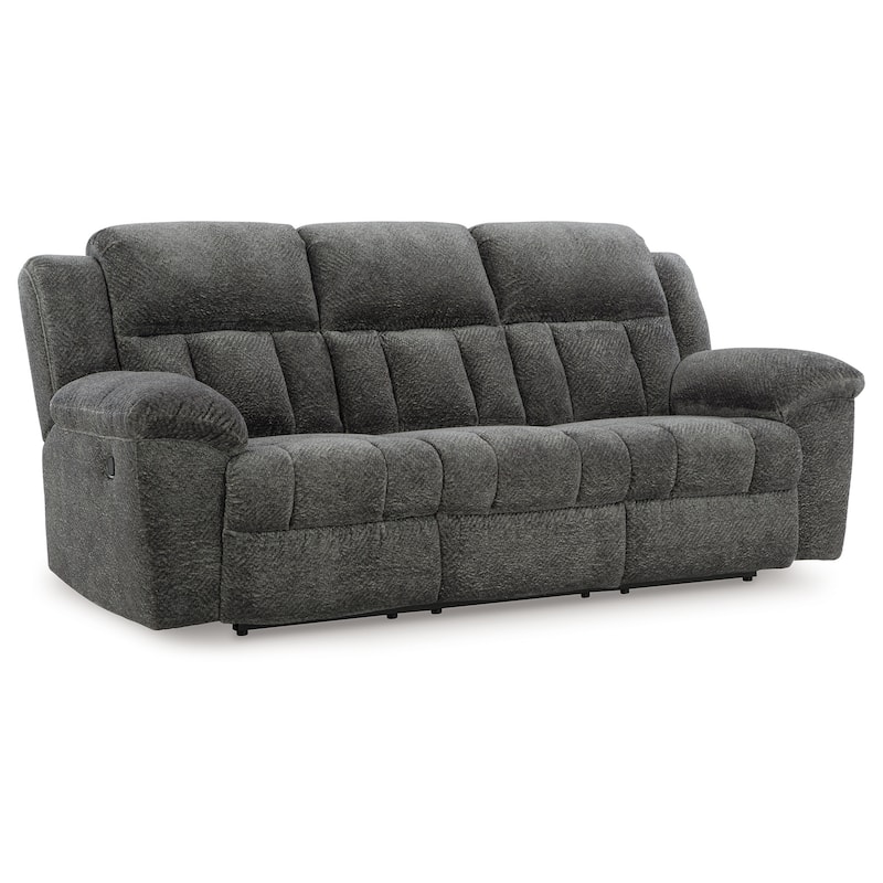 Briar Manual Reclining Sofa Dark Gray Polyester, Metal Frame, 91 Inch