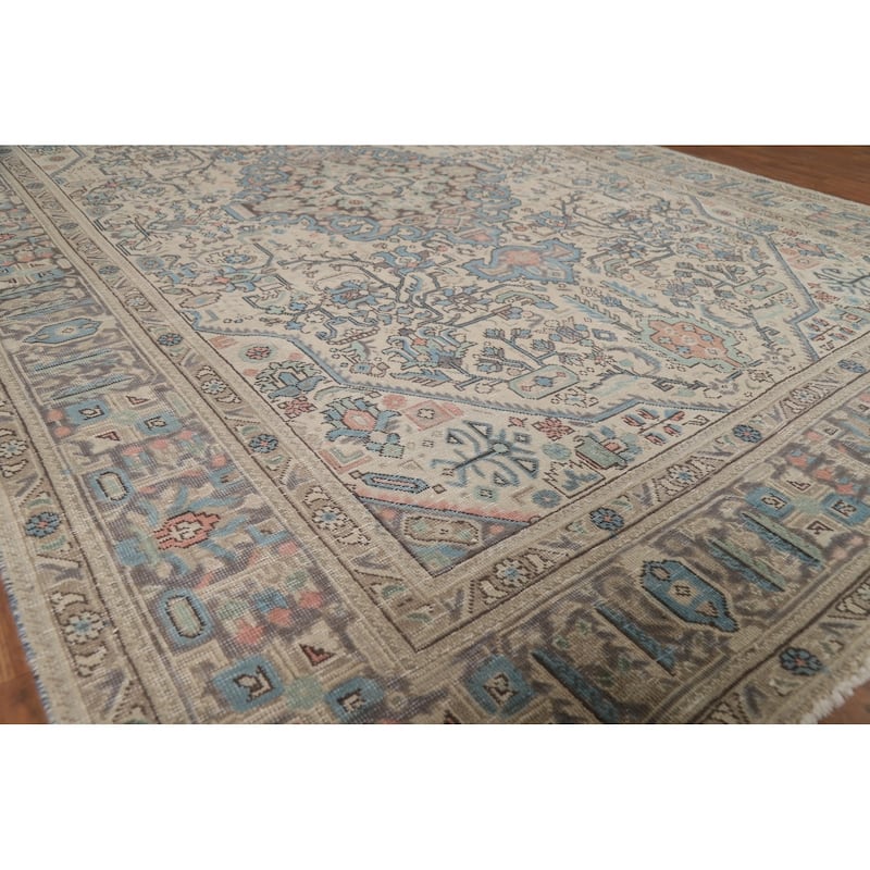 Geometric Tabriz Persian Vintage Area Rug Handmade Wool Carpet - 6'6"x 9'10"