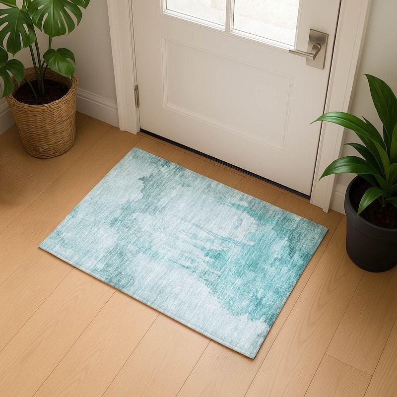 Premium Washable Super Soft Abstract Mayfield Rug - Teal - 1'8" x 2'6"