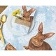 preview thumbnail 4 of 4, Light Blue Damask Easter Bunny 100% Cotton Set of 6 Cloth Napkins