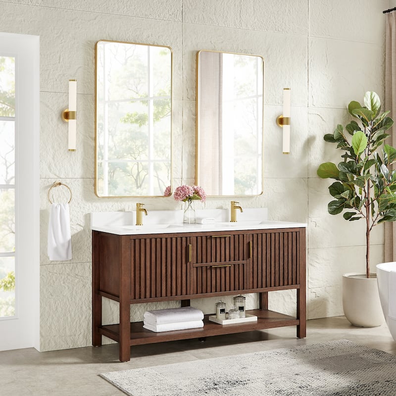 Tehran Bath Vanity with Composite Stone Top without Mirror