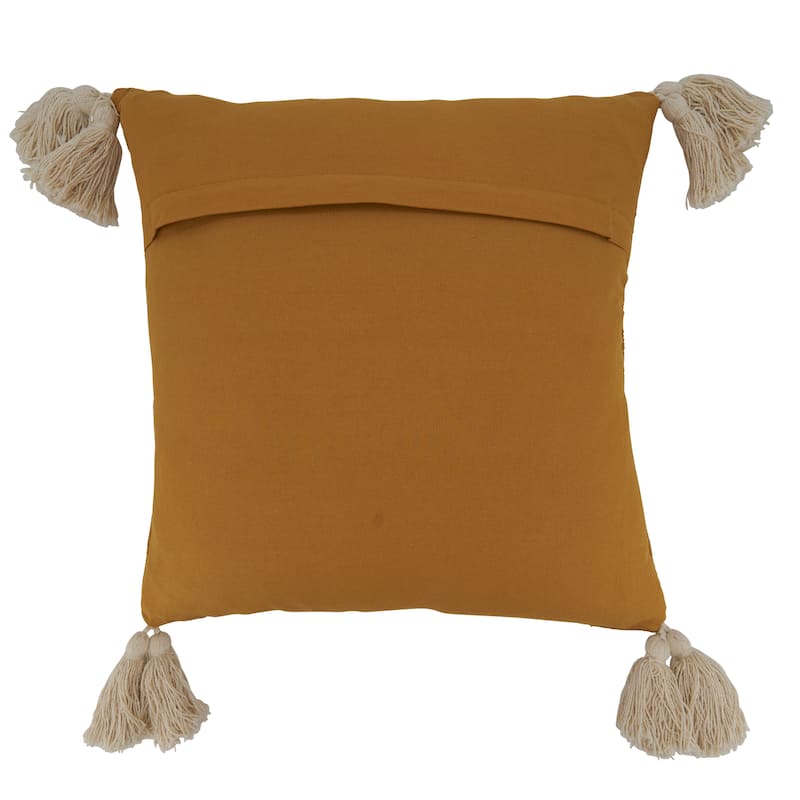 Tufted Throw Pillow With Tassel Design , 18"x18"