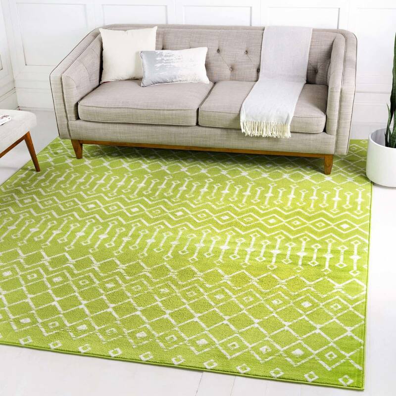 Contemporary Zala Collection Area Rug - 8' Square - Green