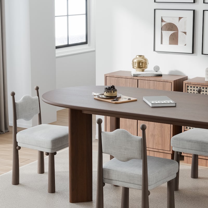 Solid Wood Farmhouse Dining Table Oval Wood Top for Modern Dining Rooms & Family Gatherings