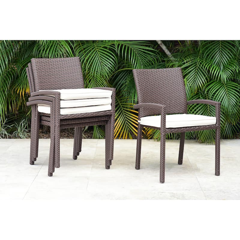 Amazonia Pisa 9-Piece Wood & Wicker Rectangular Patio Dining Set with Cushions - 9pc
