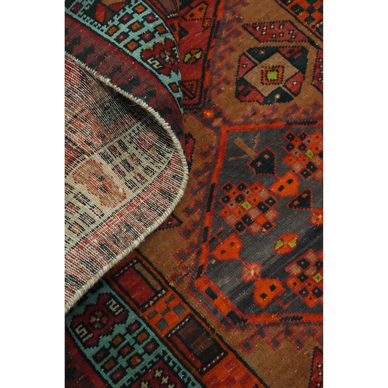 Hand Knotted Oriental 100% Wool Carpet Traditional Tribal Brown Ardebil Runner Rug - 10' 10'' X 3' 4''