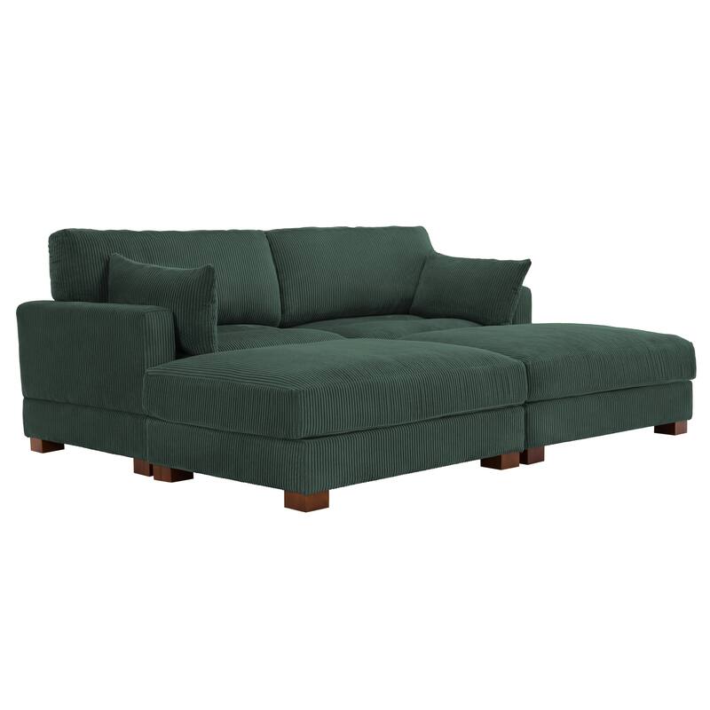 Corduroy Modular Sectional Sofa Deep Seat Corner Sofas & Ottomans
