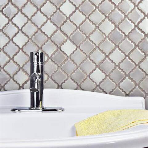 Merola Tile Hudson Tangier Dove Grey 12.38" x 12.5" Porcelain Mosaic Tile