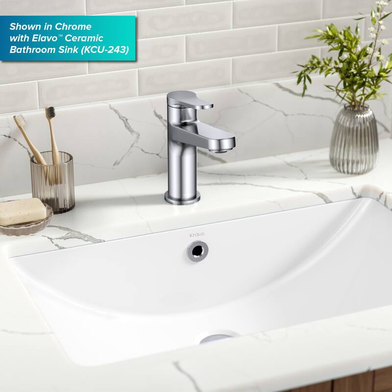 Kraus KBF-1411 Indy 1.2 GPM Single Hole Bathroom Faucet with Push