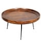 preview thumbnail 3 of 6, Round Mango Wood Coffee Table With Splayed Metal Legs, Brown and Black