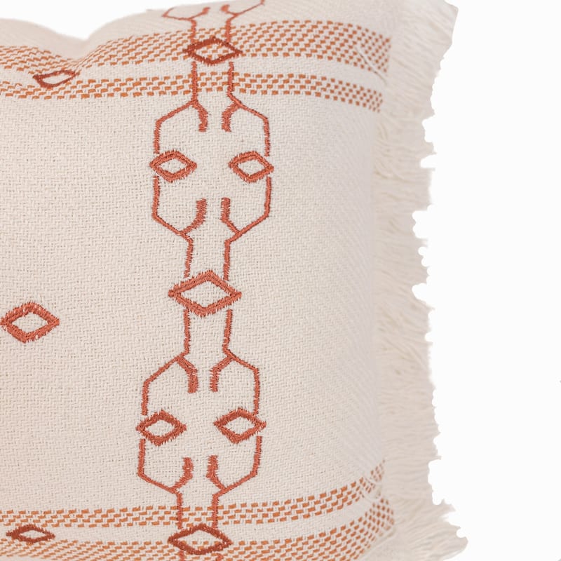 Foreside Home & Garden Red Embroidered Filled Cotton Pillow