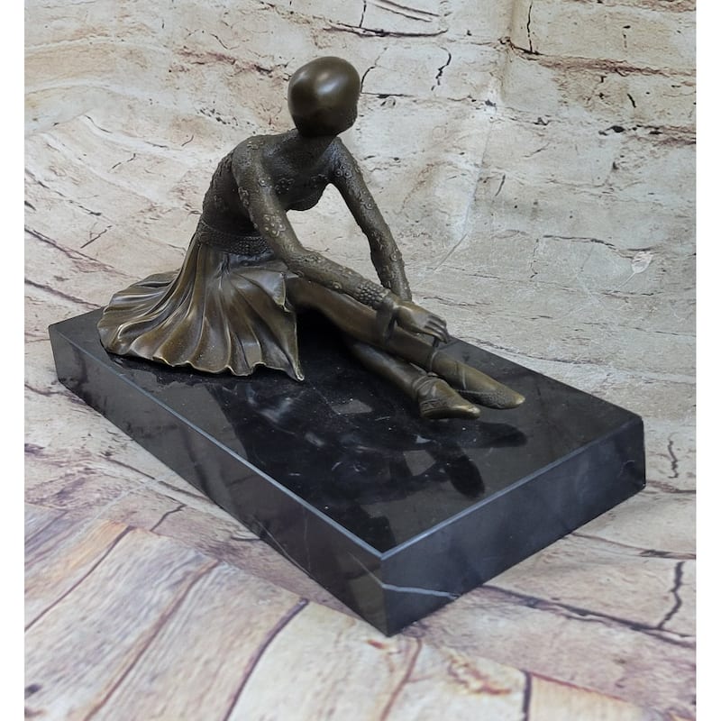 Signed Milo Art Lost Wax Sitting Dancer Bronze Sculpture Figure Statue Figurine