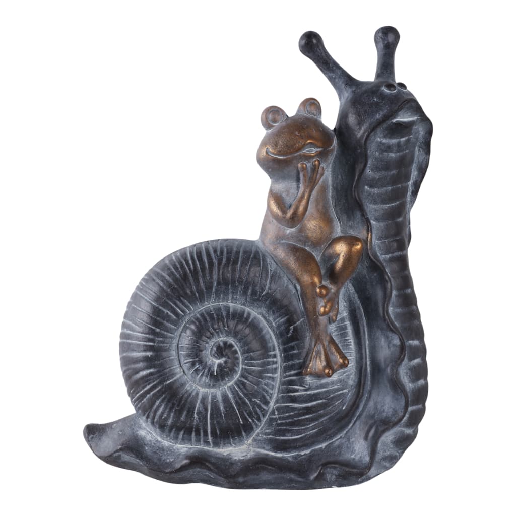 Polyresin Garden Statuary Whimsical Frog on Snail - 19" Gray
