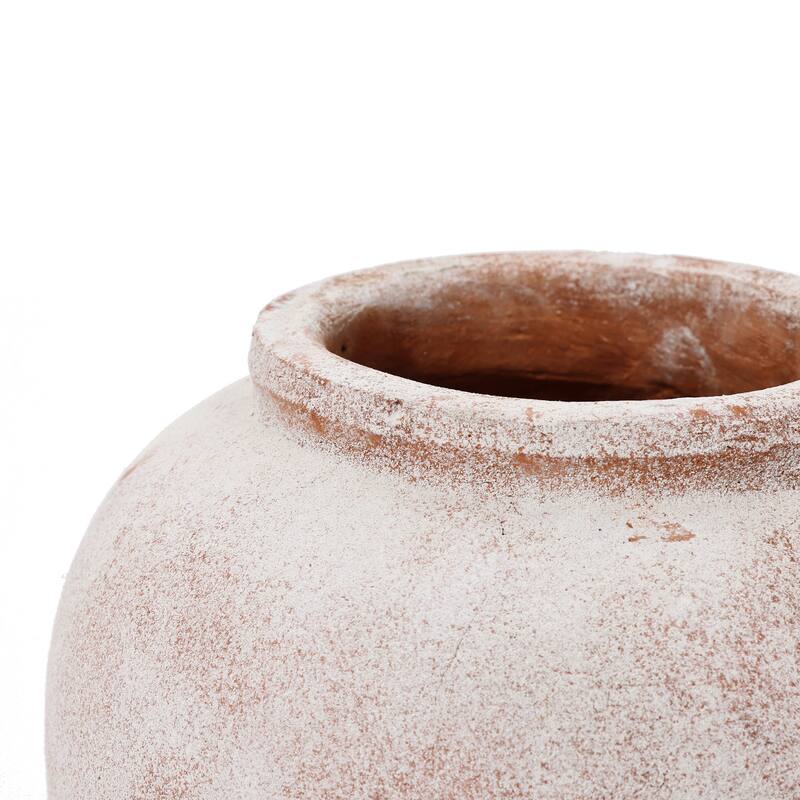Marble Brown and White 12.4-Inch Tall Terracotta Vase