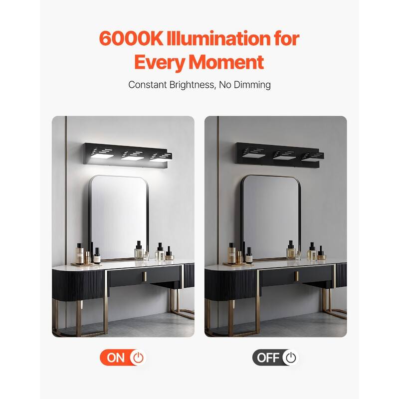 Wall Mounted Modern LED Vanity Light Fixture with 6000K Brightness and Adjustable Head