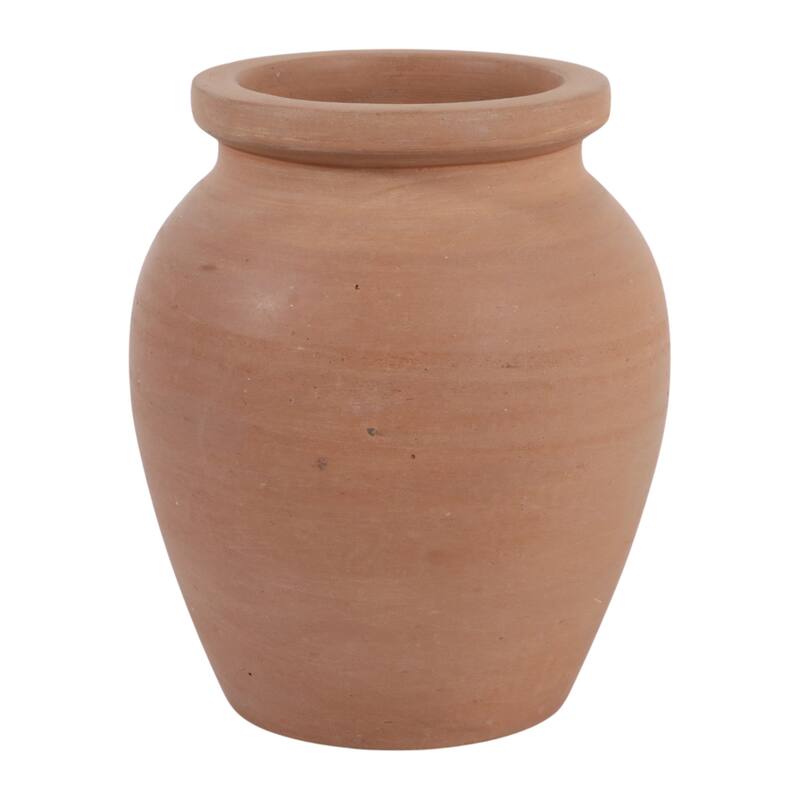 Decorative Round Pottery Vase - Rustic Boho Flower Vase