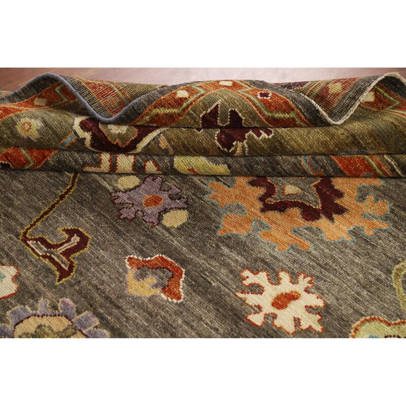 Hand Knotted Oriental 100% Wool Carpet Transitional All-Over Greys & Charcoal Oushak Area Rug - 10' 0'' X 8' 0''