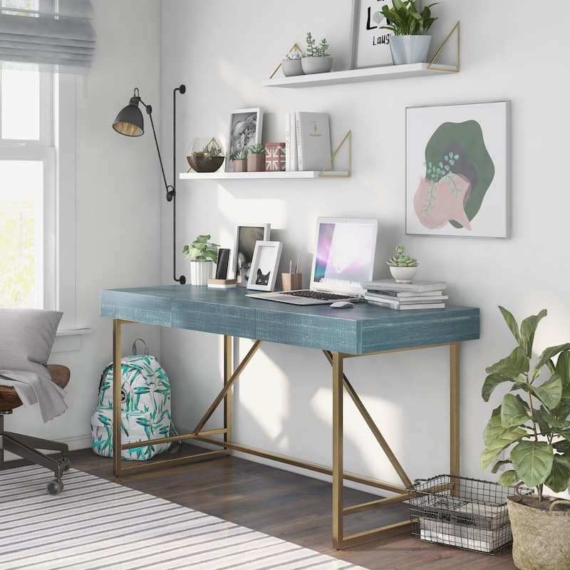 Vaiz Modern 60-inch Metal 3-Drawer Computer Desk with Drawers by Furniture of America