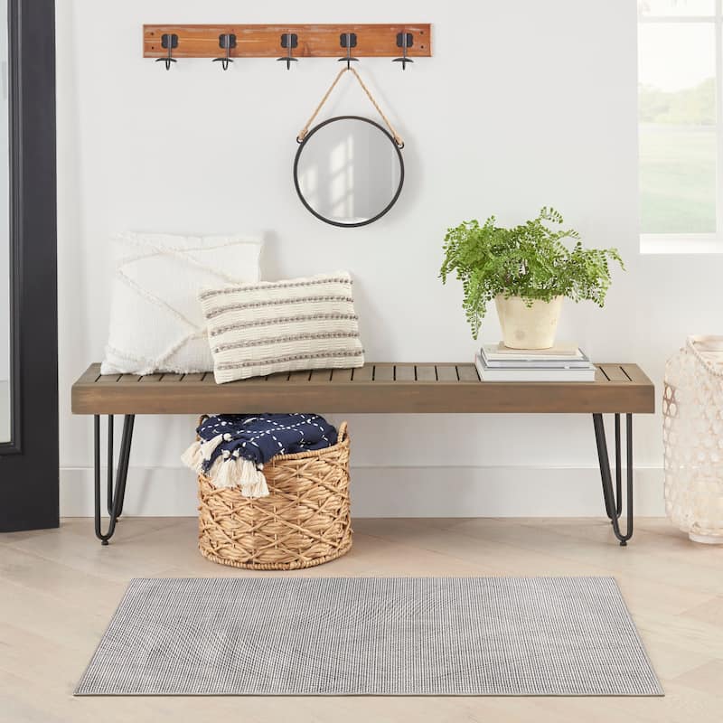 Nourison Washables Indoor Grey Abstract Area Rug