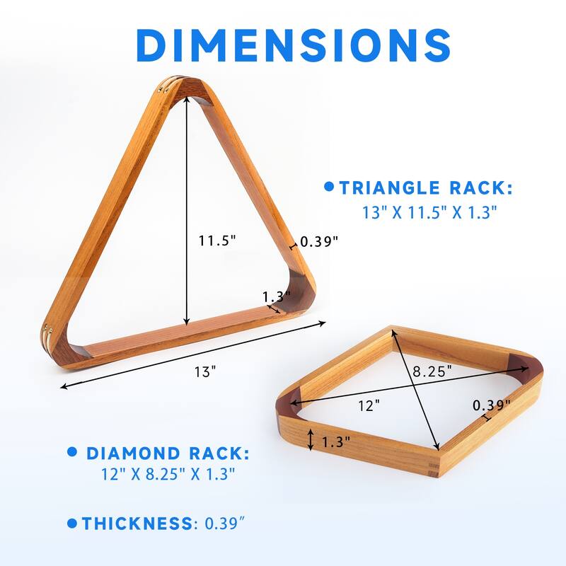 GSE™ 2-1/4"" Regulation Size Billiard/Pool Balls and 8-Ball Triangle & 9-Ball Diamond Rack Set - Billiard Accessory Kit