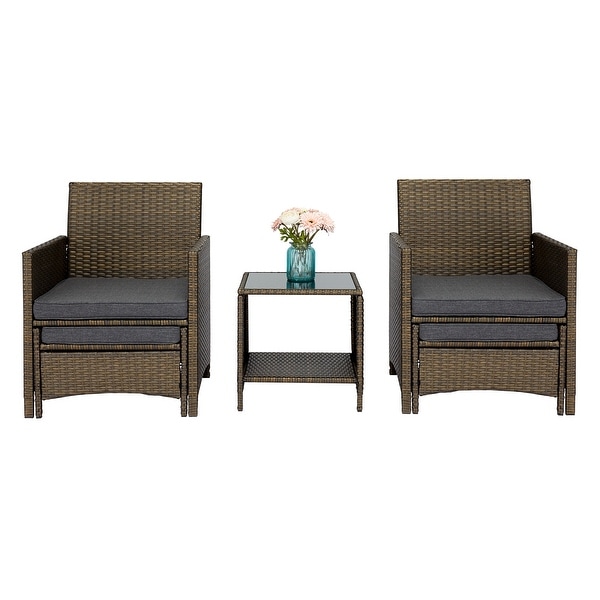 wicker bistro set with ottoman