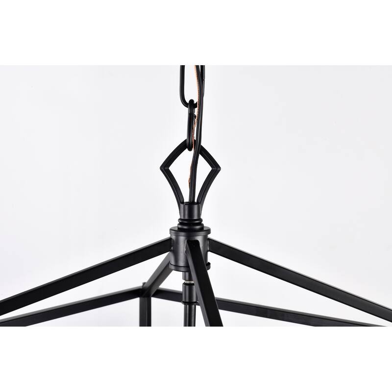 Matte Black 4-Light Lantern Pendant 16 in with Nickel or Black Sleeve - 16 in. W x 16 in. D x 20.5 in. H