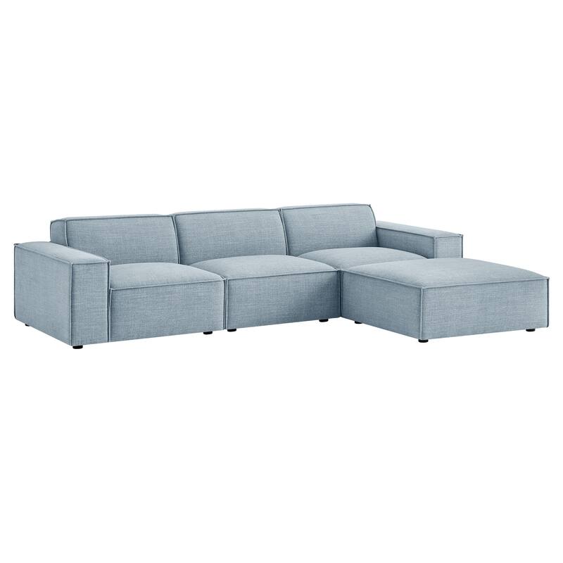 Restore 4-Piece Performance Fabric Upholstered Modular Sofa Set with Ottoman