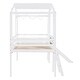 preview thumbnail 7 of 7, White Twin Size Loft House Bed with Slide, Blackboard, Light Strip, Ladder