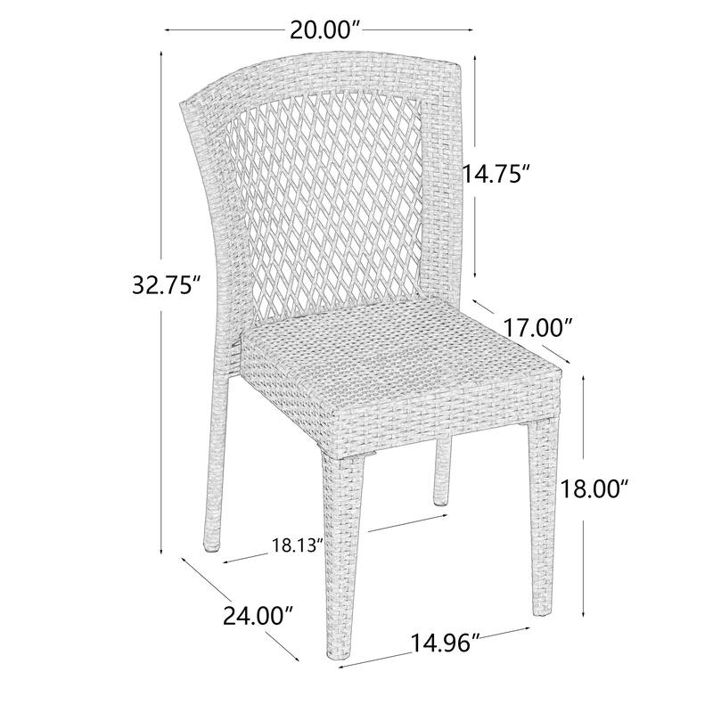 Roomfitters Set of 2 Stackable Outdoor Dining Chairs, Diamond-Mesh PE Wicker with Iron Frame