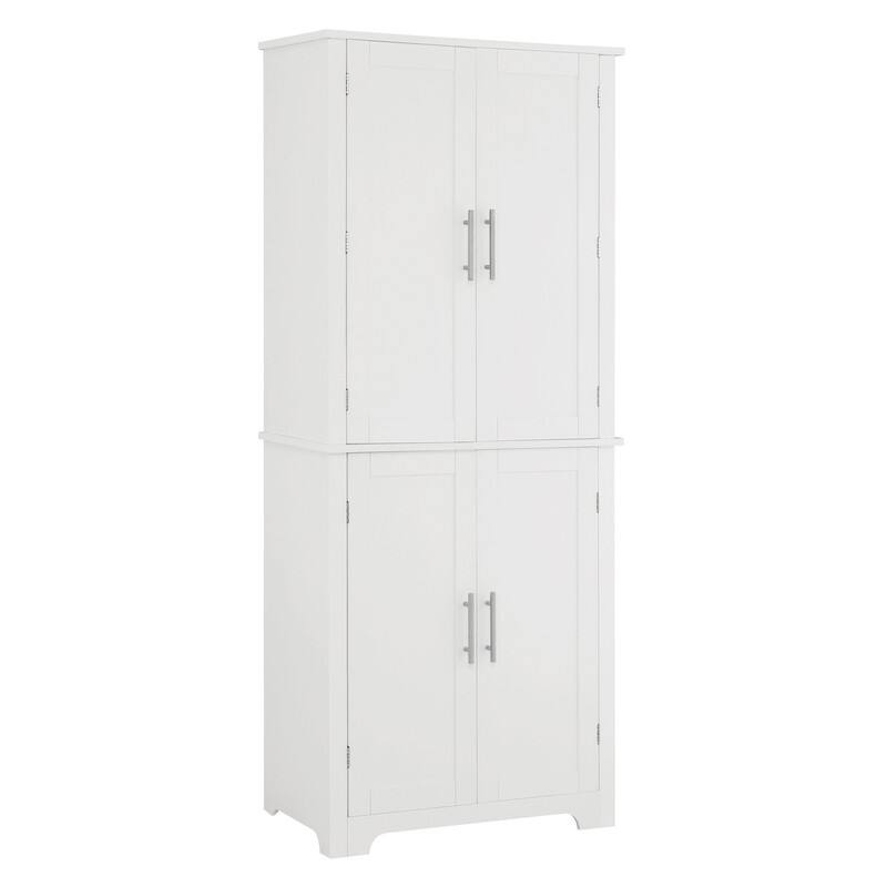 Freestanding White Kitchen Pantry Cabinet - 28.15" W x 15" D x 67.4"H