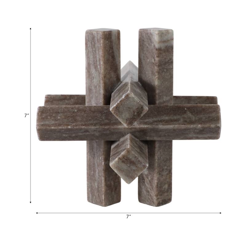 Stone Marble Decorative Object Modern Sculpture Home Decor - 7" Gray - 7" x 7" x 7"