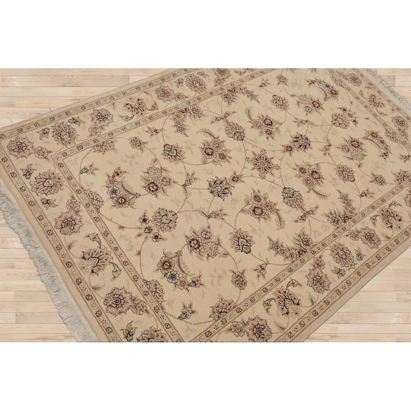 4x6 Hand Knotted 300 KPSI Ivory Sino Wool Traditional Area Rug - 4' x 6'