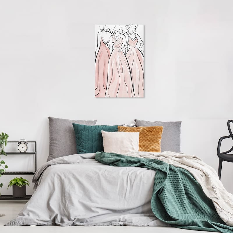 Wynwood Studio Canvas Fashion and Glam Dresses For All White and Pastel Pink Glam Wall Art Canvas Print - 24 x 16