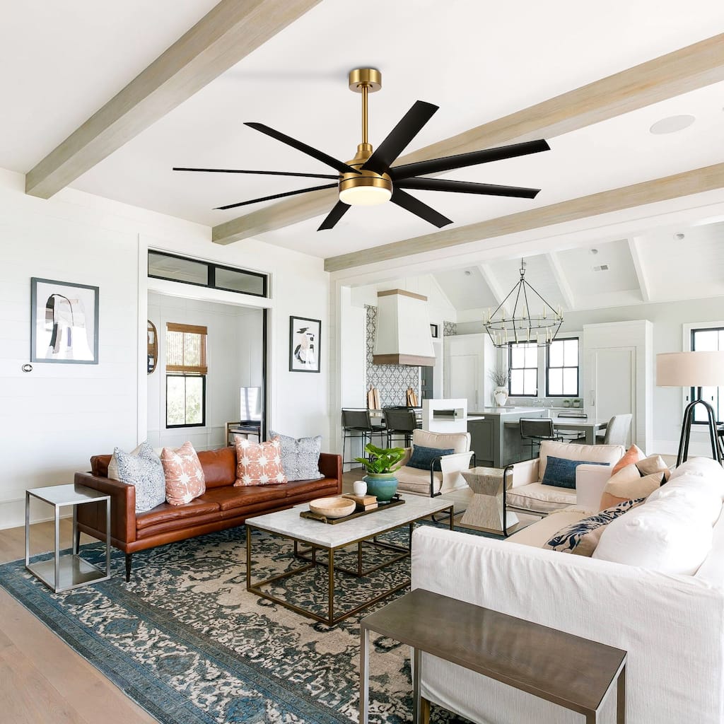 65"/72"/84" Modern LED Ceiling Fan with Light and Remote(8-Blade)