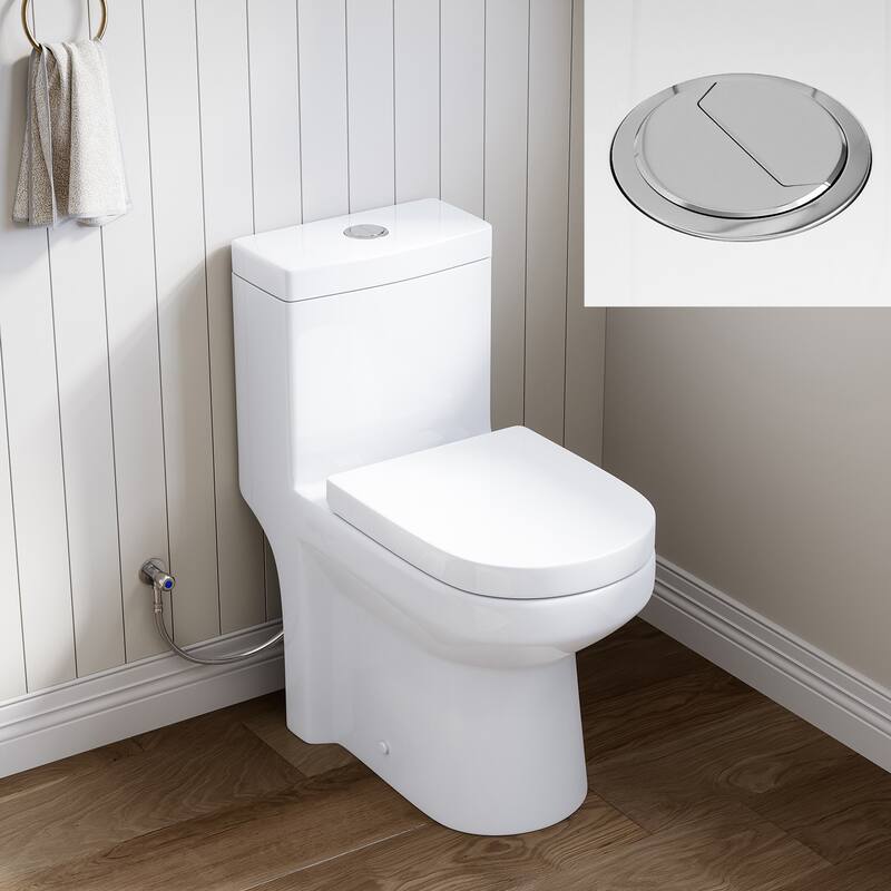 HOROW One Piece White Toilet featuring Dual Flush 0.8/1.28 GPF with Seat - N/A