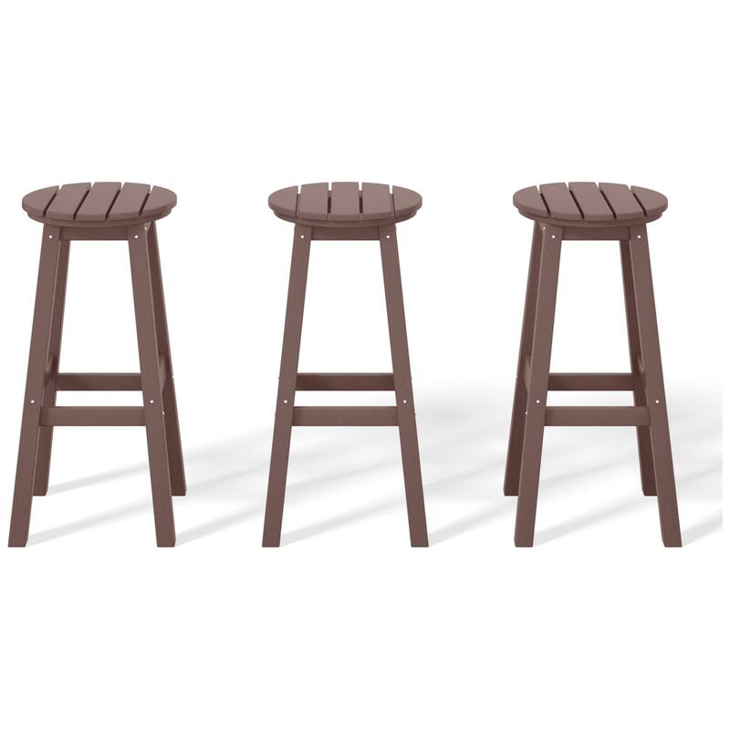 Laguna Hdpe All Weather Outdoor Patio 29" Round Bar Stool (Set Of 3)