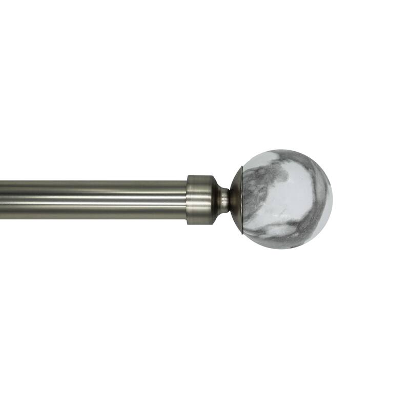 Linen Avenue Grey Marble Single and Double Window Curtain Rod Set