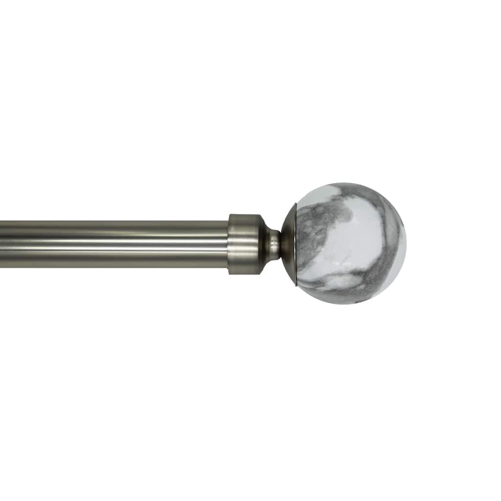 Linen Avenue Grey Marble Single and Double Window Curtain Rod Set