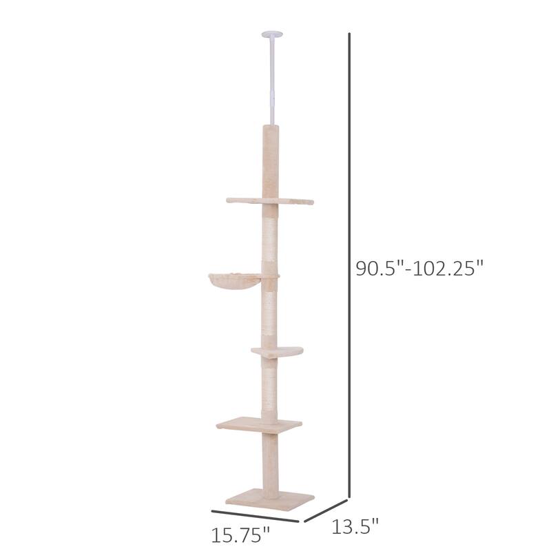 Adjustable Height Floor-to-Ceiling Vertical Cat TreeCat Climbing Tower