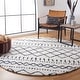 preview thumbnail 129 of 166, SAFAVIEH Arizona Shag Lotta Moroccan 1.2-inch Thick Rug 3'2" Round - Ivory/Slate - Round