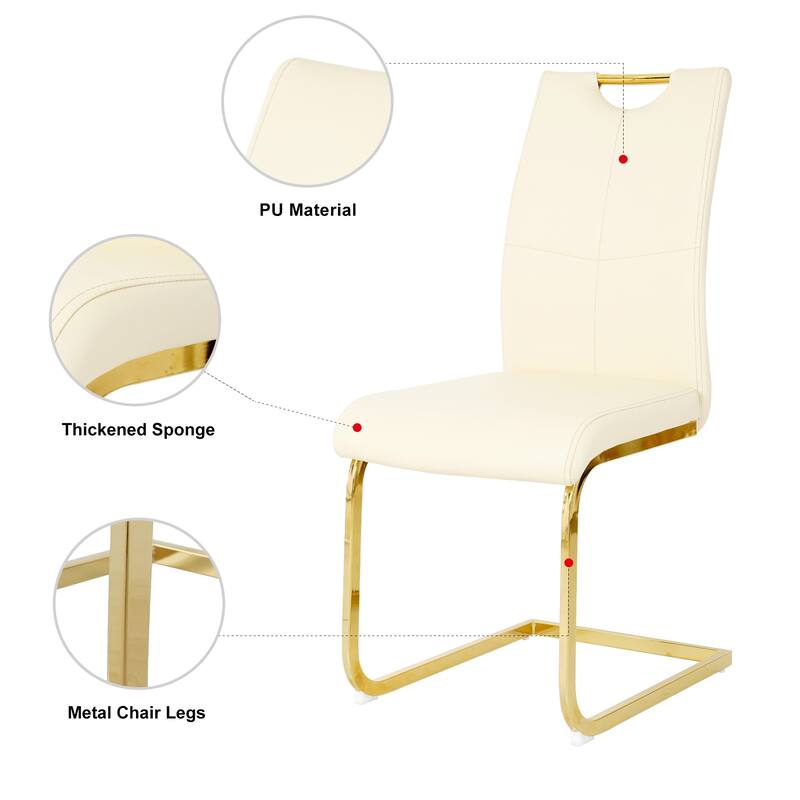 Modern PU Dining Chair with Gold Metal Legs, Versatile for Kitchen, Living Room, Bedroom, and Dining Room.
