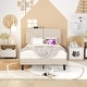 preview thumbnail 3 of 15, Javlergo Upholstered Platform Bed Frame with 2 USB Charging Station & Adjustable Headboard, Kids Bed Set of 2