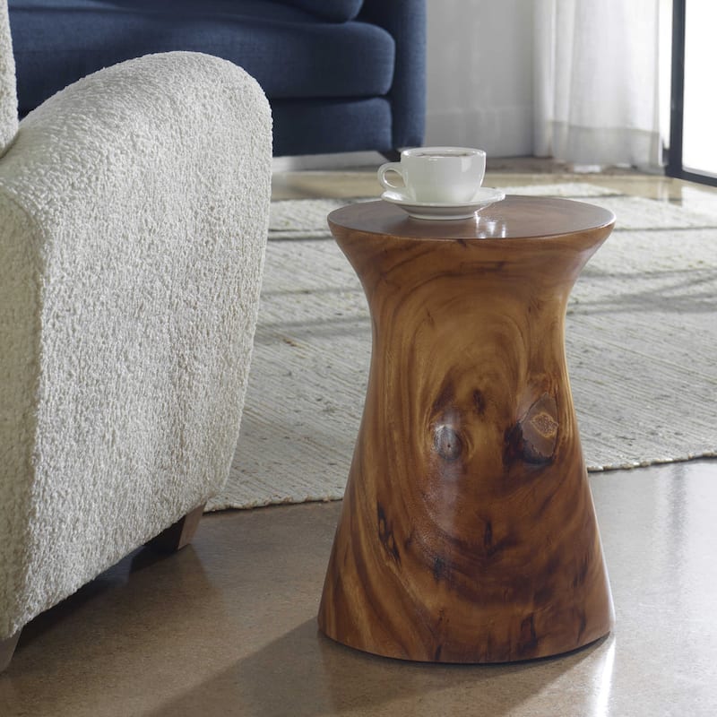 Hourglass Shaped Accent End Table - 18" - Brown