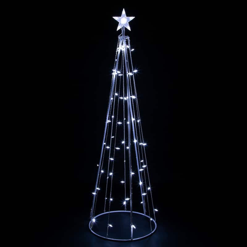 6' White LED Lighted Cone Tree Outdoor Christmas Decor