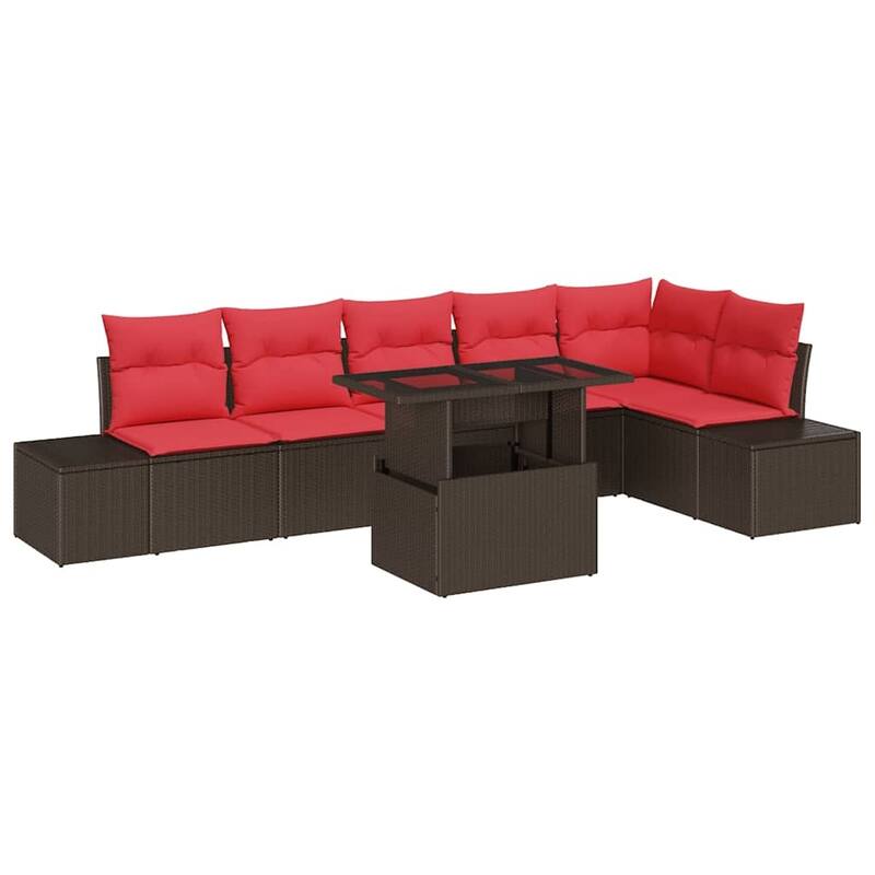 vidaXL 7 Piece Garden Sofa Set with Cushions - 125.6×60.6×27.2