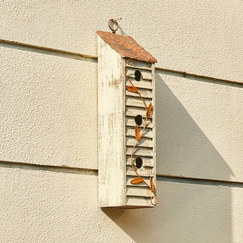 Glitzhome Hanging Distressed Solid Wood Birdhouse