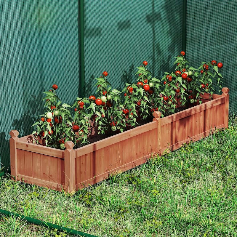 Costway Wooden Raised Garden Bed Outdoor Rectangular Planter Box with - See Details