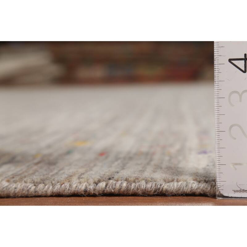 Striped Gabbeh Square Area Rug Hand-Knotted Wool Carpet - 9'10"x 9'8"