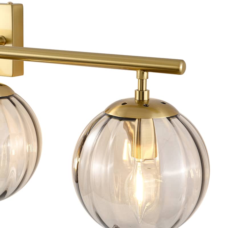 Dimmable Bathroom Vanity Lights with Ribbed Clear Glass Shade Vanity Light Fixture